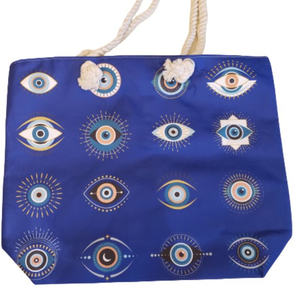 Handbags - Evil Eye Canvas Beach Bag Tote
